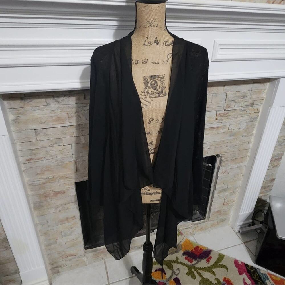 Multiples Slightly Sheer Asymmetrical Cardigan Bl… - image 3